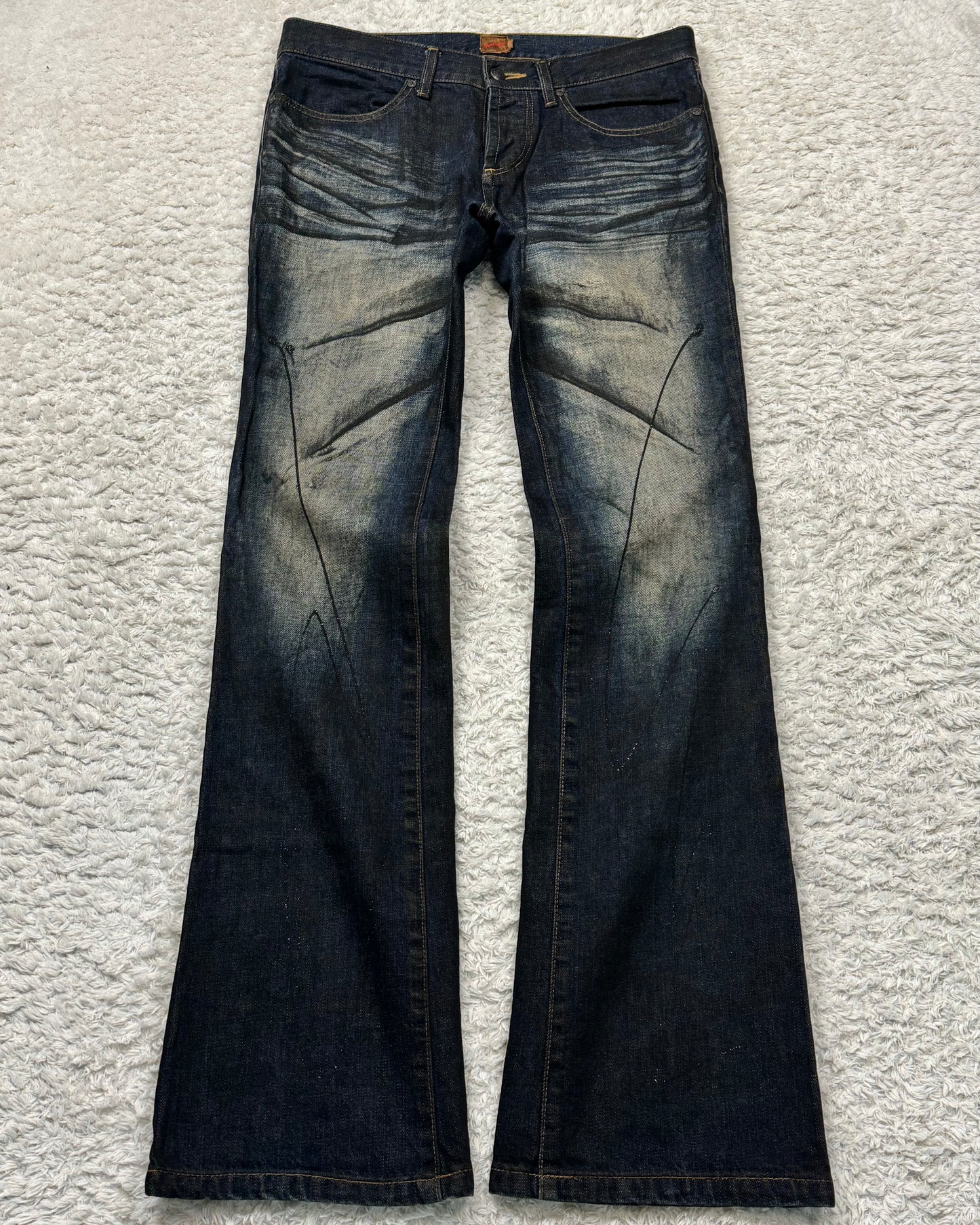 Jack Rose Clawmarks Coated Flared Jeans