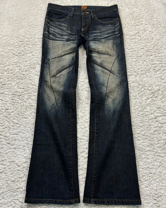 Jack Rose Clawmarks Coated Flared Jeans
