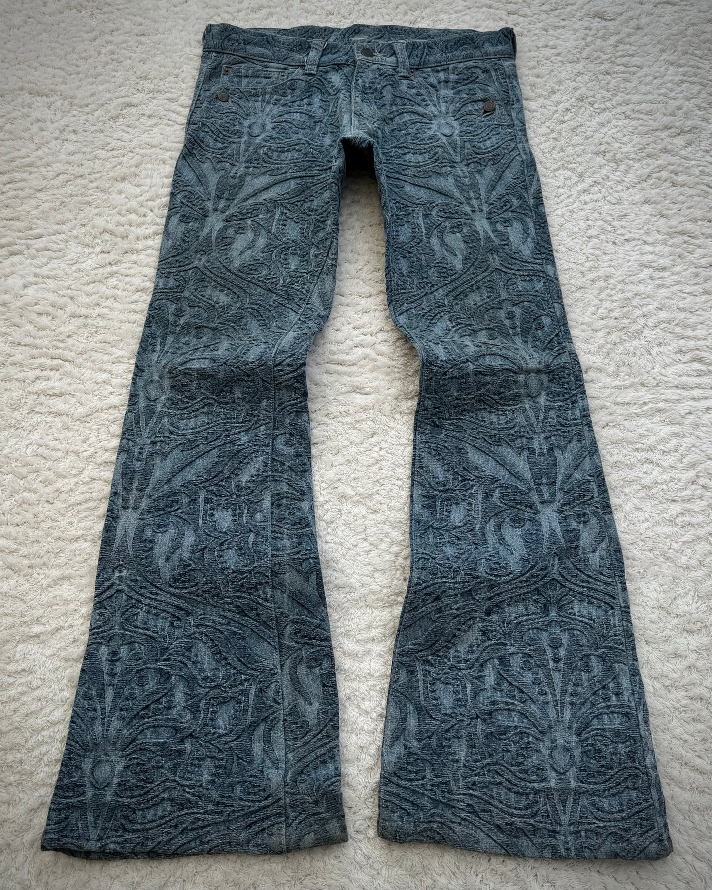 Tornado Mart 3D Paisley Pattern Flared Jeans