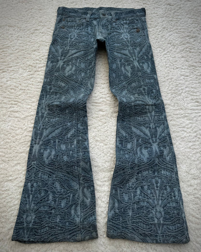 Tornado Mart 3D Paisley Pattern Flared Jeans