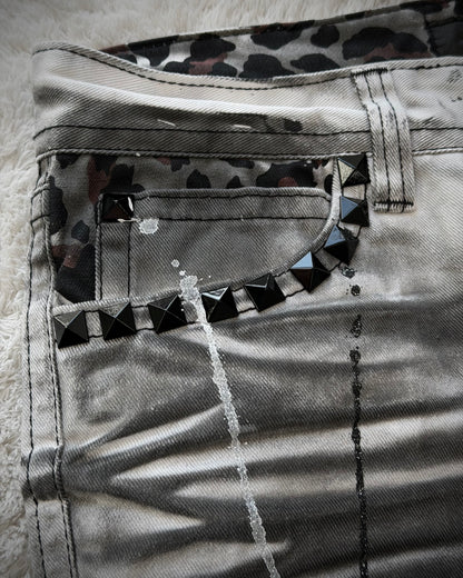 Xfrm Luster Splatter Clawmarks Studded Flared Jeans