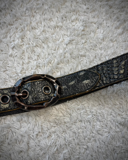 5351 Pour Les Hommes Crocodile Textured Leather Belt
