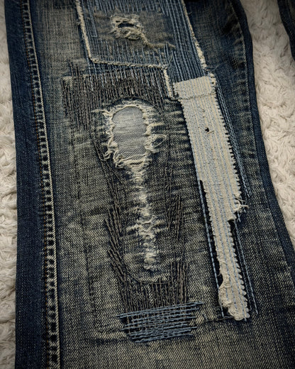 Vintage Reworked Patchwork Bootcut Denim