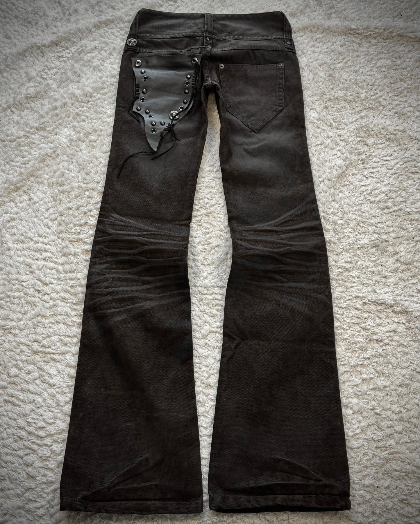 Cook Jeans Raw Cut Flap Attachment Whiskered Flared Pants