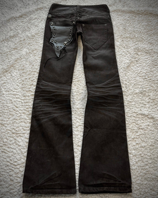 Cook Jeans Raw Cut Flap Attachment Whiskered Flared Pants
