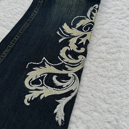 Tornado Mart Tribal Tattoo Embroidery Flared Jeans