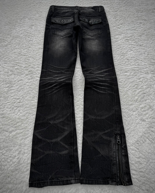 Fuga Whsiker Washed Snakeskin Lion Bootcut Jeans