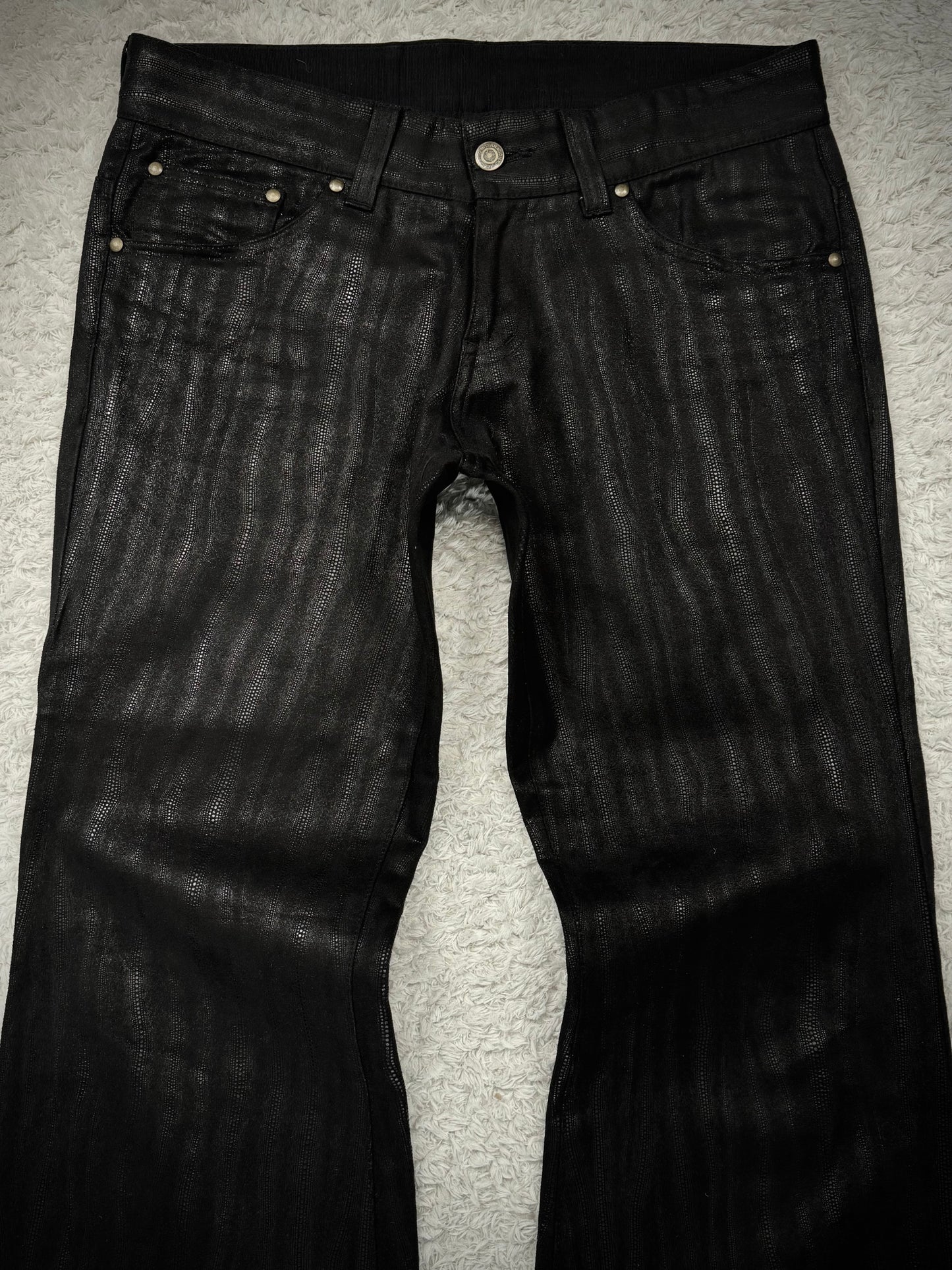 Tornado Mart Stingray Waxed Luster Flared Pants