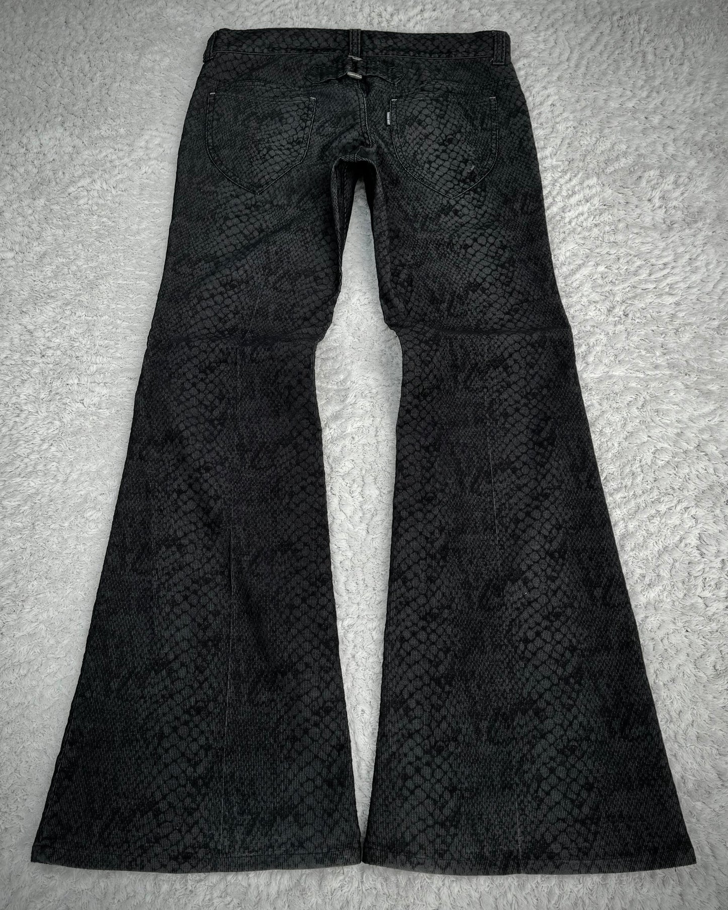 Tornado Mart Snakeskin Shadow Pattern Flared Pants