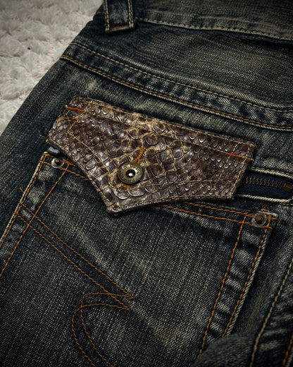 Semantic Design Python Detailed Spiral Flared Jeans