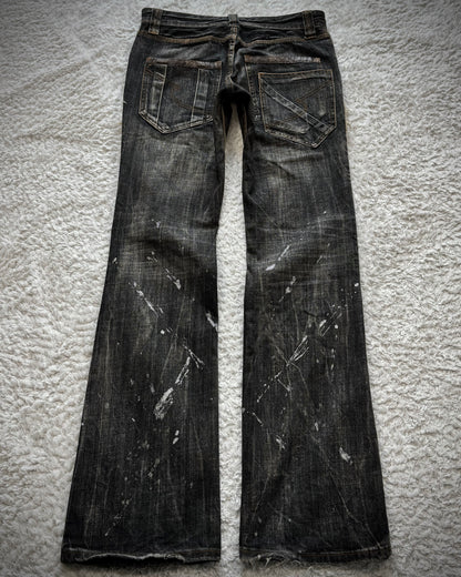 Semantic Design Python Detailed Silver Splatter Bootcut Jeans