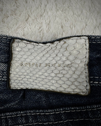Fuga Whiskered Honeycomb Washed Snakeskin Flared Jeans
