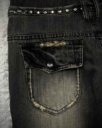 Midas Double Waisted Lace Up Clawmarks Flared Jeans