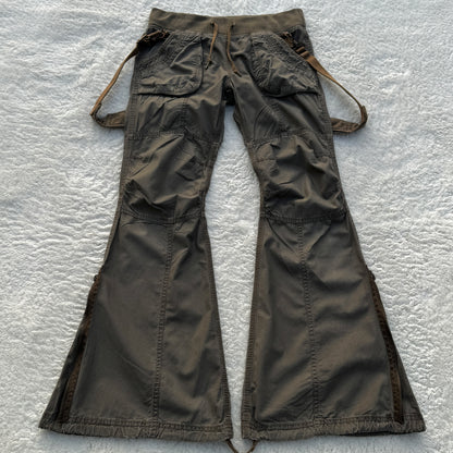 G.O.A Military Suspender Flared Cargo Pants