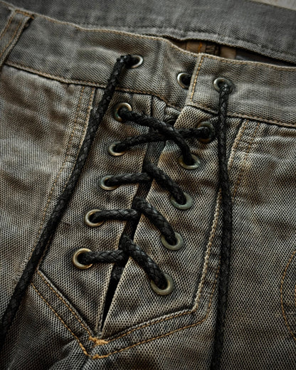 Patrick Cox Mud Washed Lace Up Flared Pants