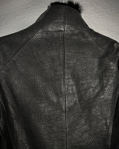 Tornado Mart Crocodile Textured Leather Fur Jacket