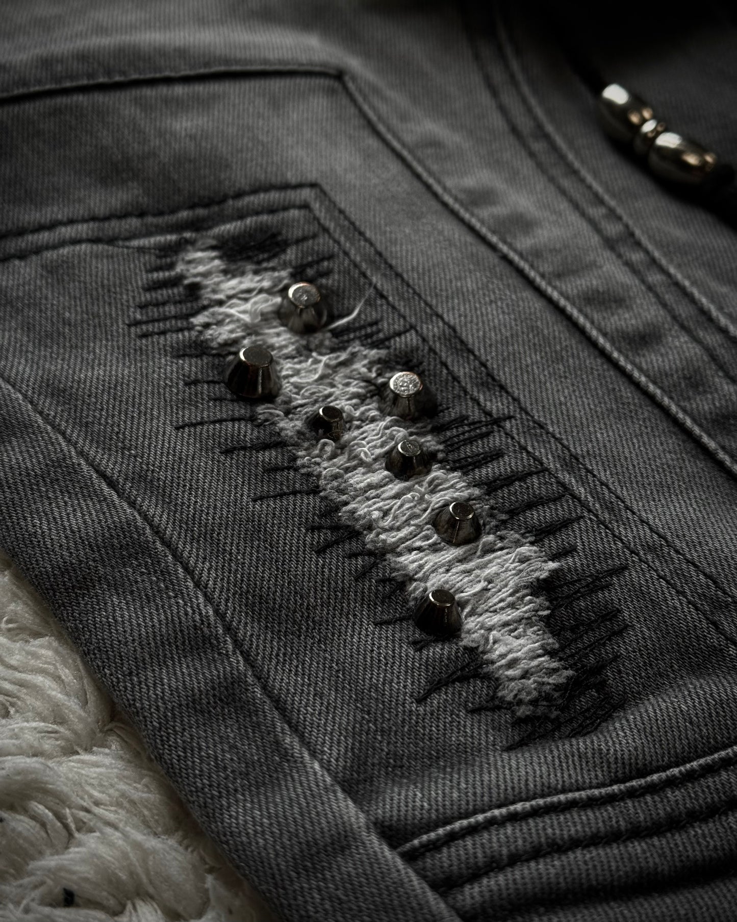 Midas Lace Up Studded Distressing Flared Jeans