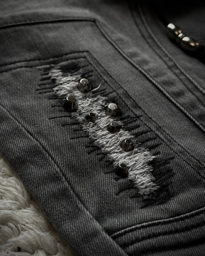 Midas Lace Up Studded Distressing Flared Jeans