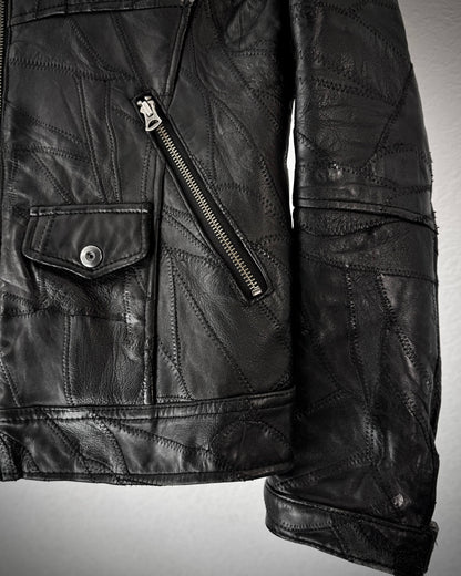Rattle Trap Scar Stitched Leather Patchwork Jacket