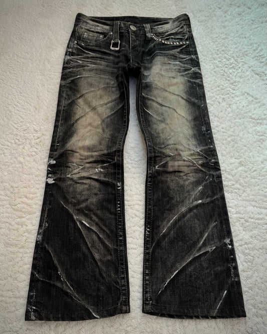 Xfrm Studded Silver Whisker Washed Bootcut Jeans