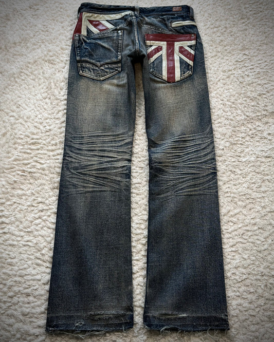 Nicole Club Leather UK Flag Whiskered Denim