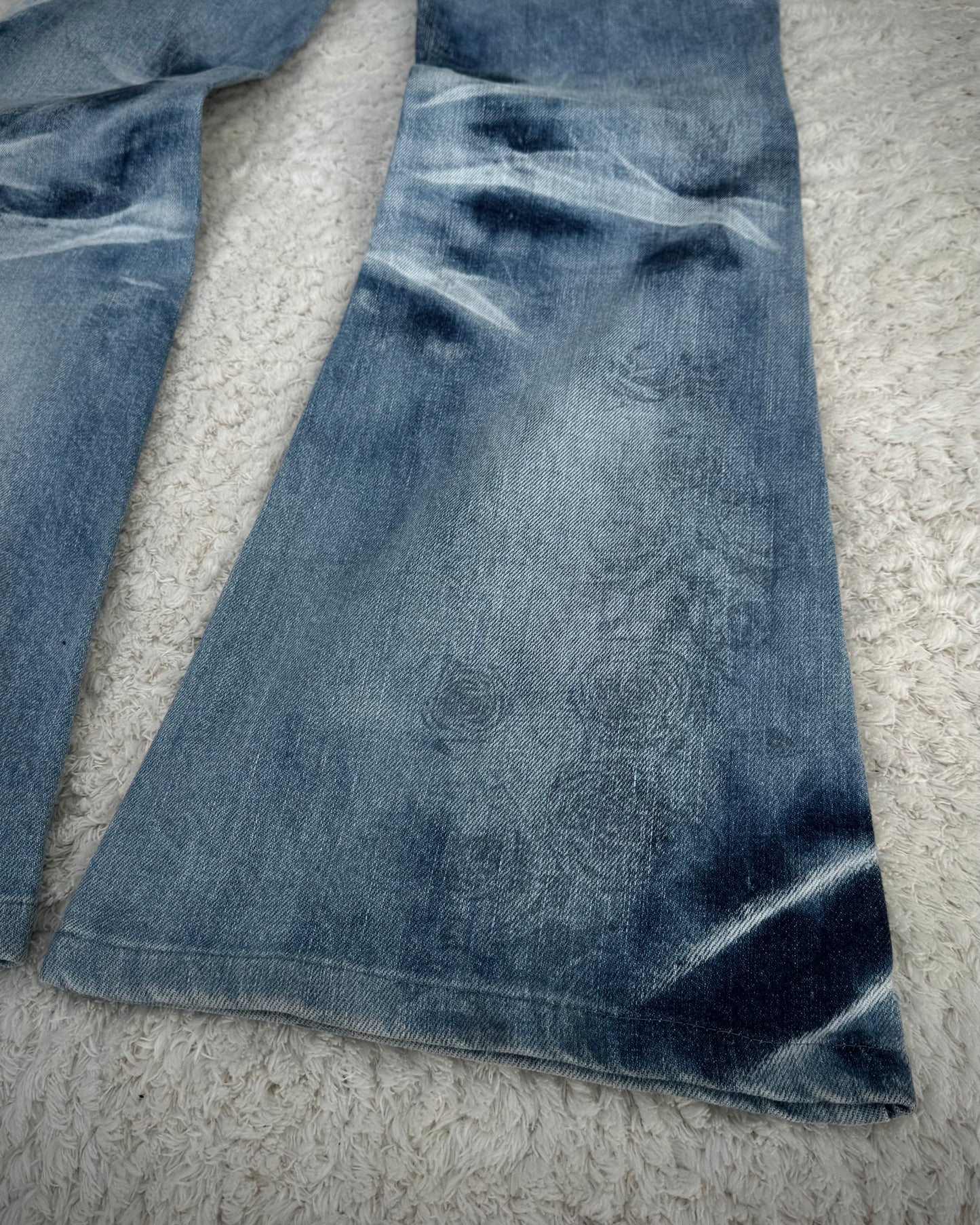 Tornado Mart Claw Marks Ocean Washed Rose Flared Jeans