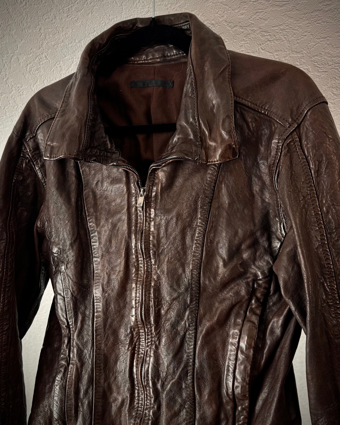 Luva Tram Rust Quilted Leather Jacket