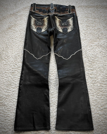 Yasuyuki Ishii Tribe Flared Leather Pants