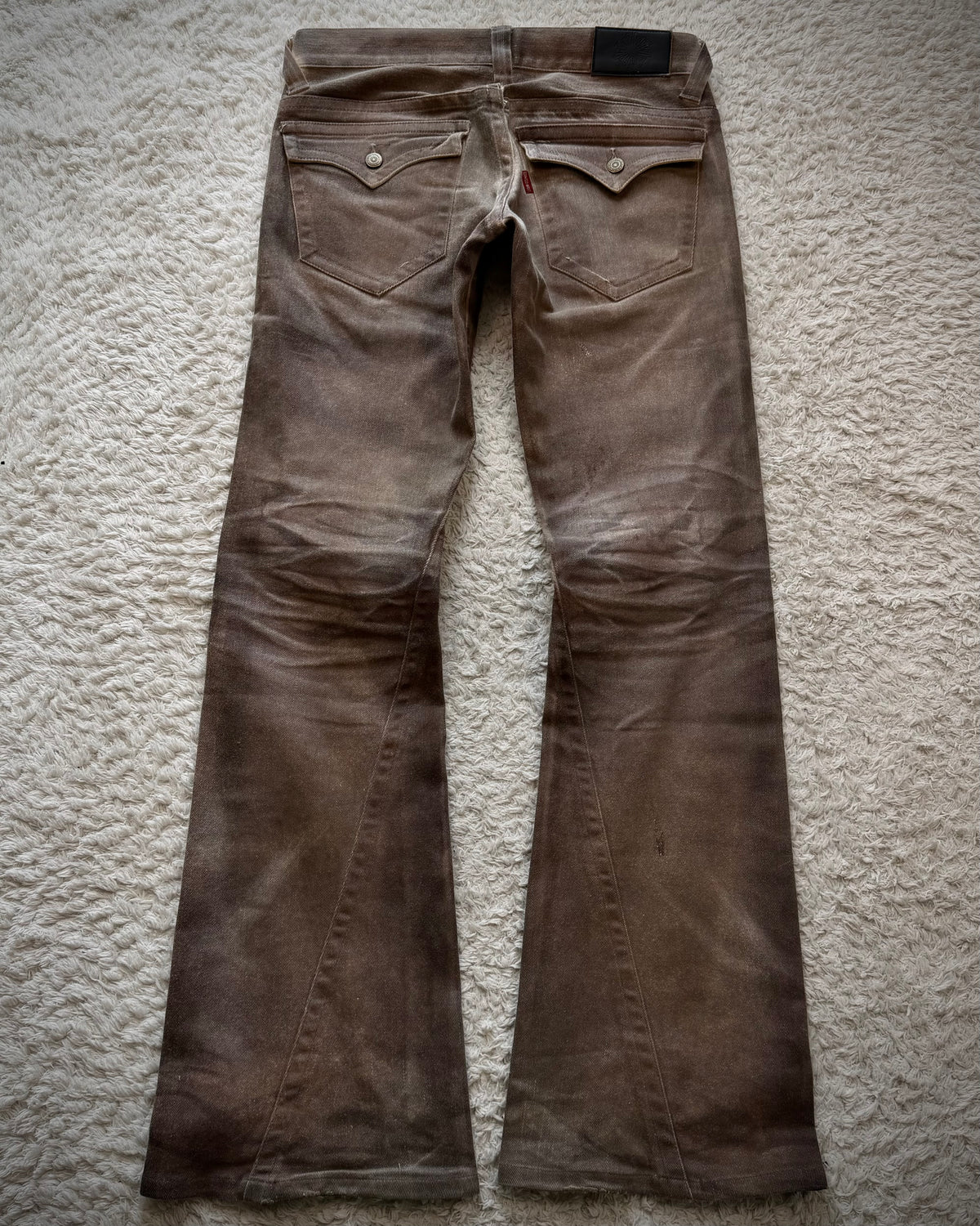 Tornado Mart Flap Mud Whisker Washed Spiral Flared Jeans