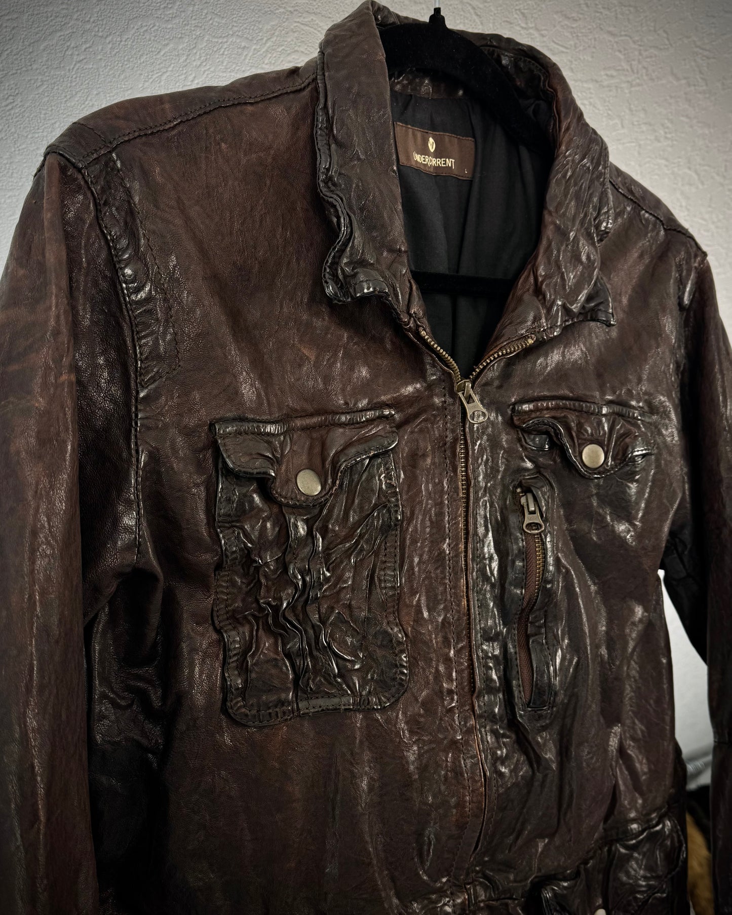 Undercurrent Rust Dyed Quilted Leather Jacket