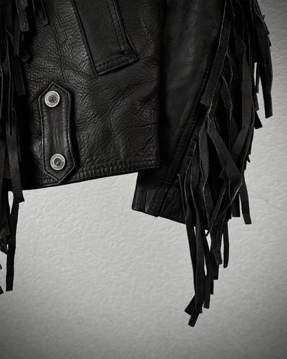 Vintage Fringed Leather Studded Cowboy Jacket