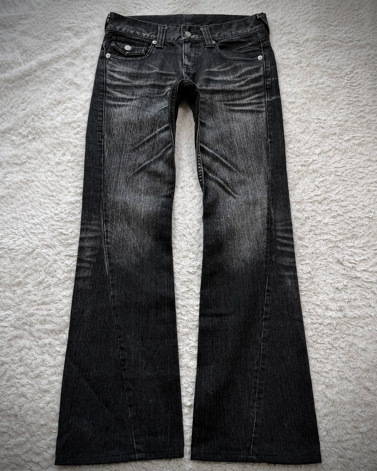 Tornado Mart Clawmarks Flap Pocket Spiral Flared Jeans
