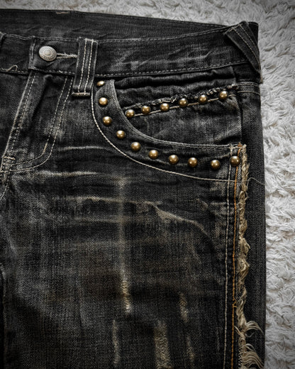 Tornado Mart Spiral Fringe Western Flared Jeans