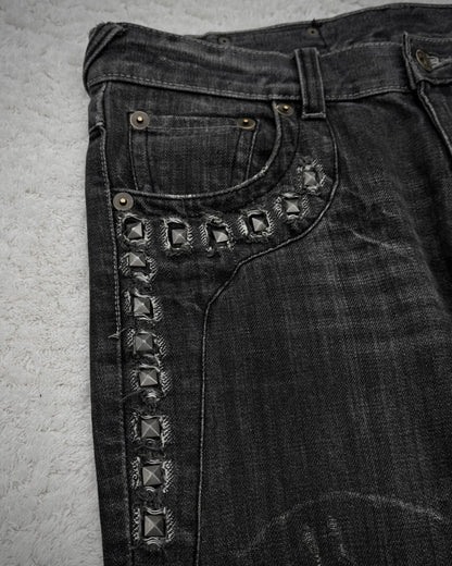 Semantic Design Studded Distressing Flared Jeans