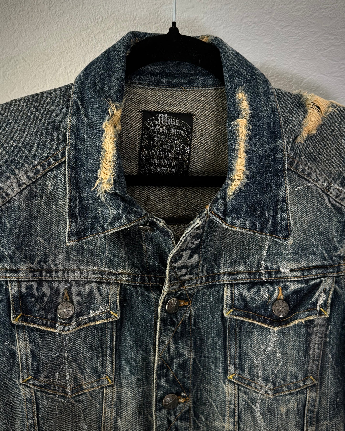 Midas Silver Splatter Distressed Denim Jacket