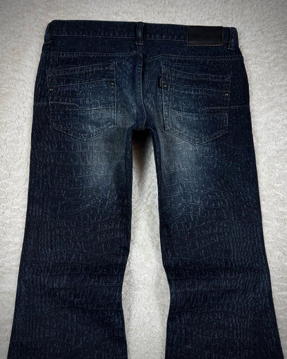 Tornado Mart Crocodile Washed Flared Jeans