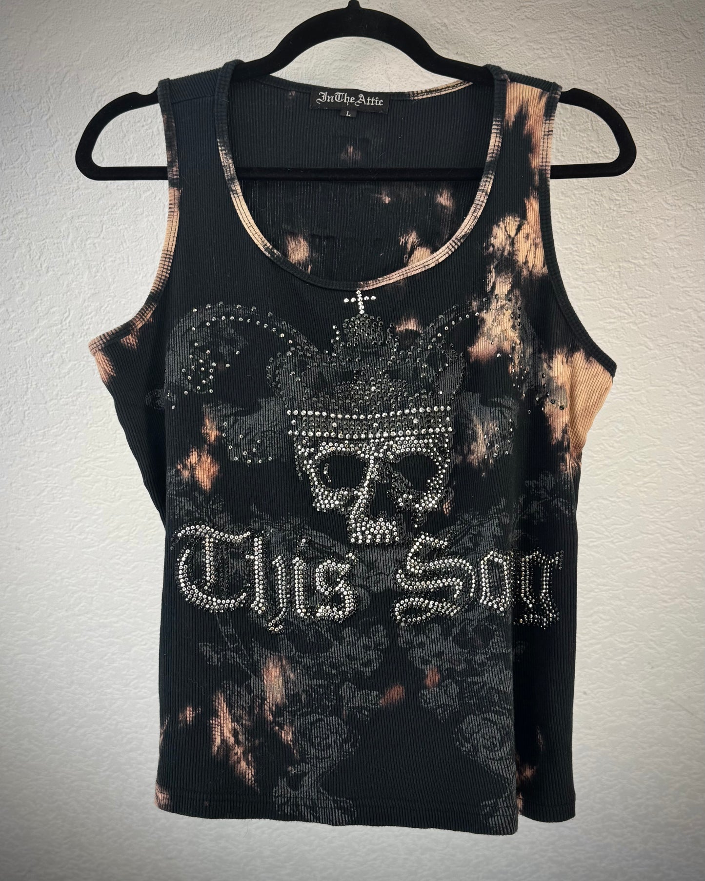 In The Attic Crystal Skull Tie Dye Tank Top