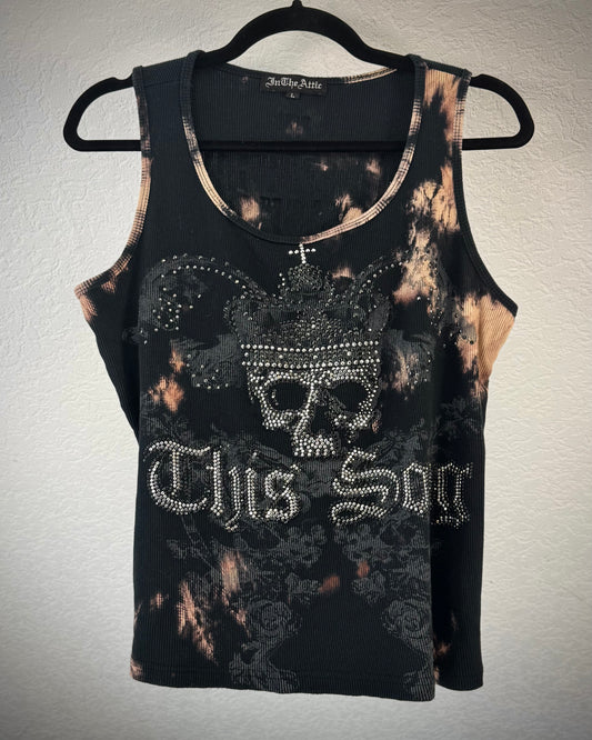 In The Attic Crystal Skull Tie Dye Tank Top