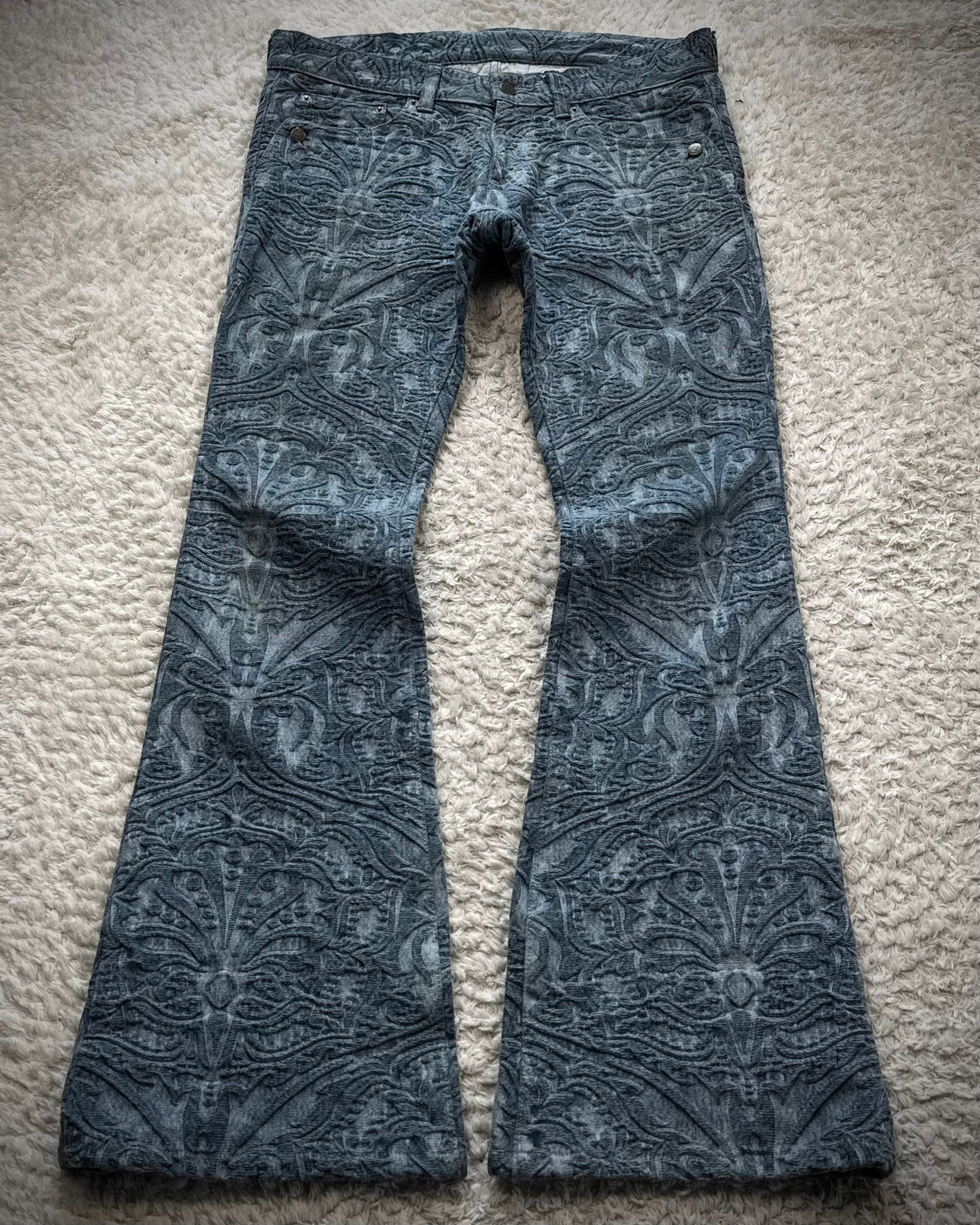 Tornado Mart 3D Paisley Pattern Flared Jeans