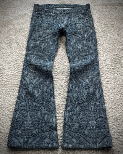 Tornado Mart 3D Paisley Pattern Flared Jeans