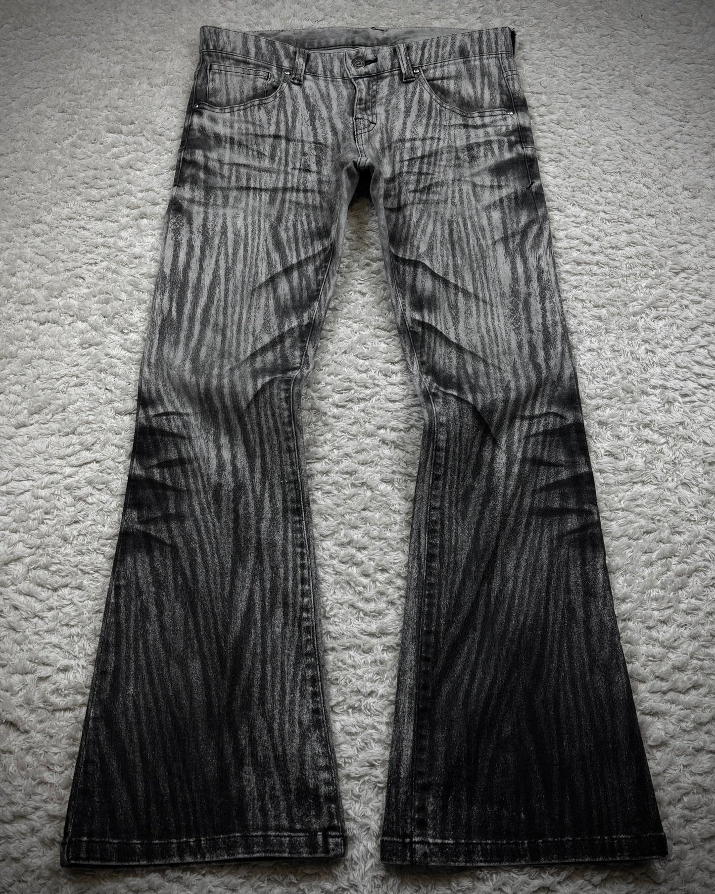 Tornado Mart Clawmarks Zebra Coated Flared Pants