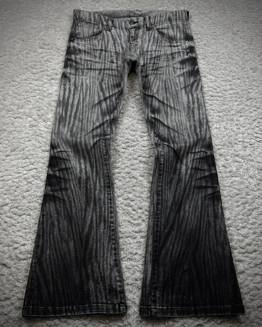 Tornado Mart Clawmarks Zebra Coated Flared Pants