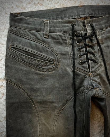 Patrick Cox Mud Washed Lace Up Flared Pants