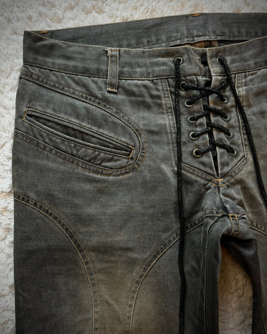 Patrick Cox Mud Washed Lace Up Flared Pants