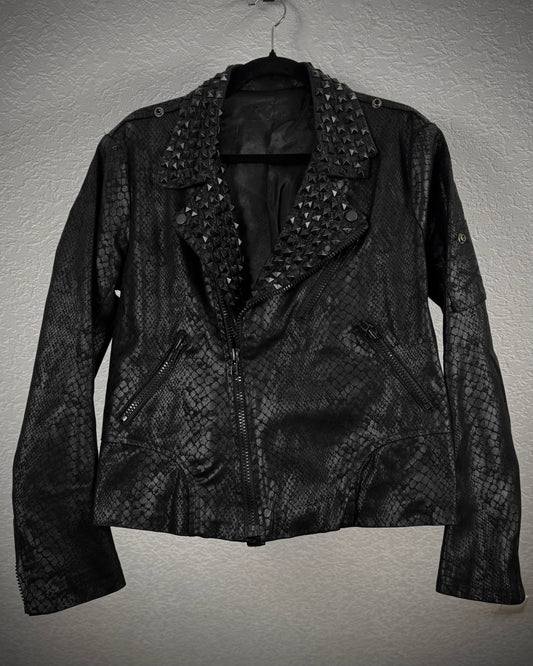 By The R Python Waxed Studded Biker Jacket