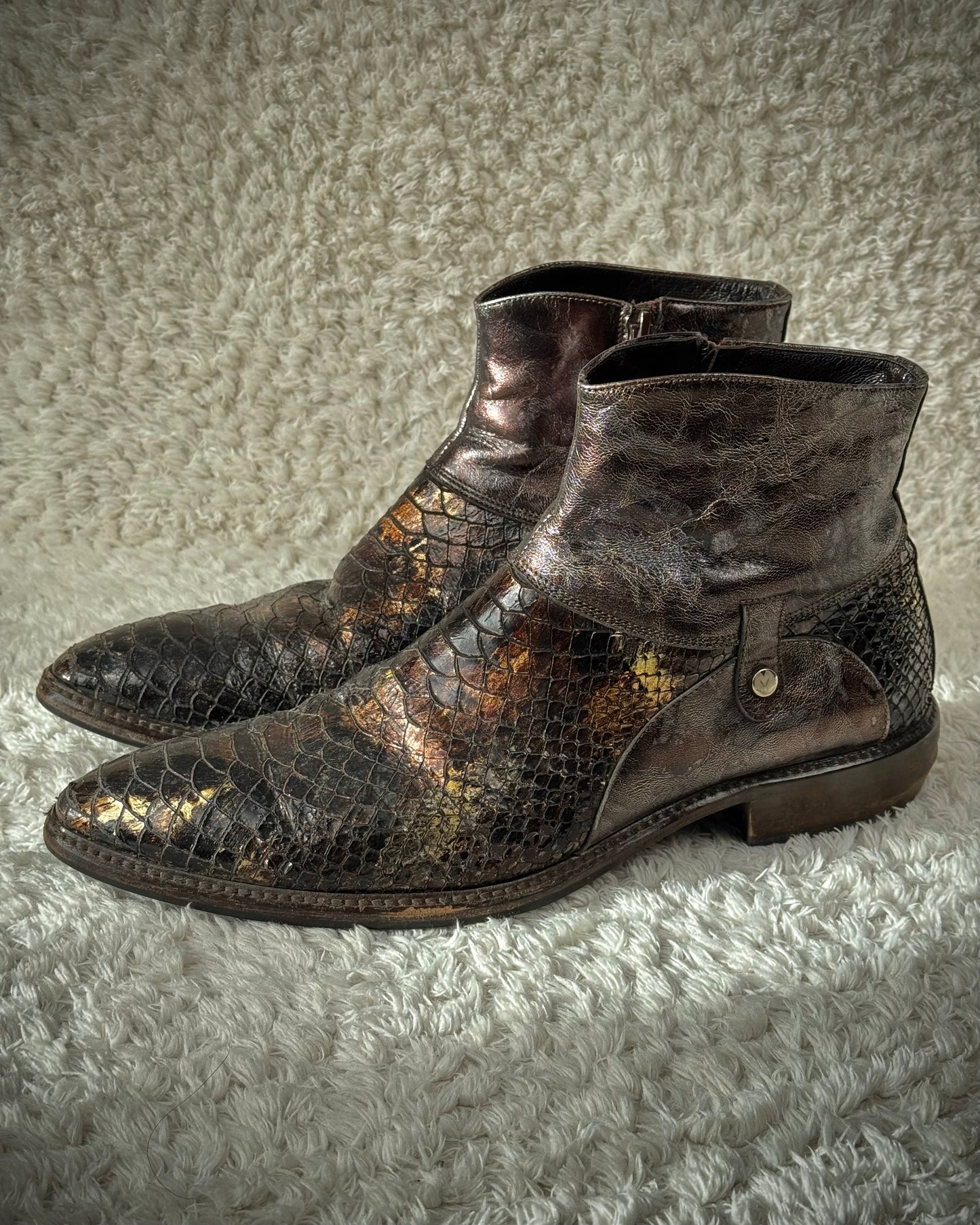 Mirage Gold Luster Python Boots