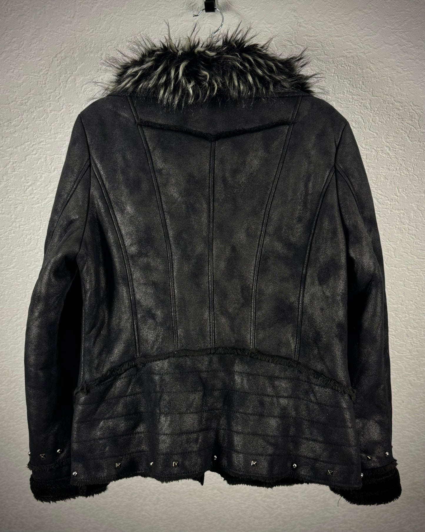 A+F Chunky Faux Fur Luster Textured Jacket