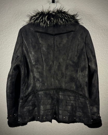 A+F Chunky Faux Fur Luster Textured Jacket
