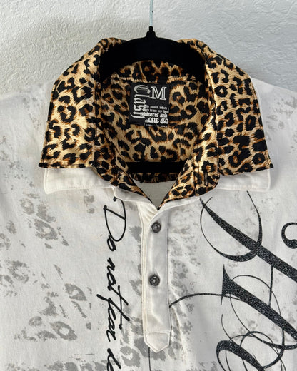 Heavens Gate Leopard Collar Polo Shirt