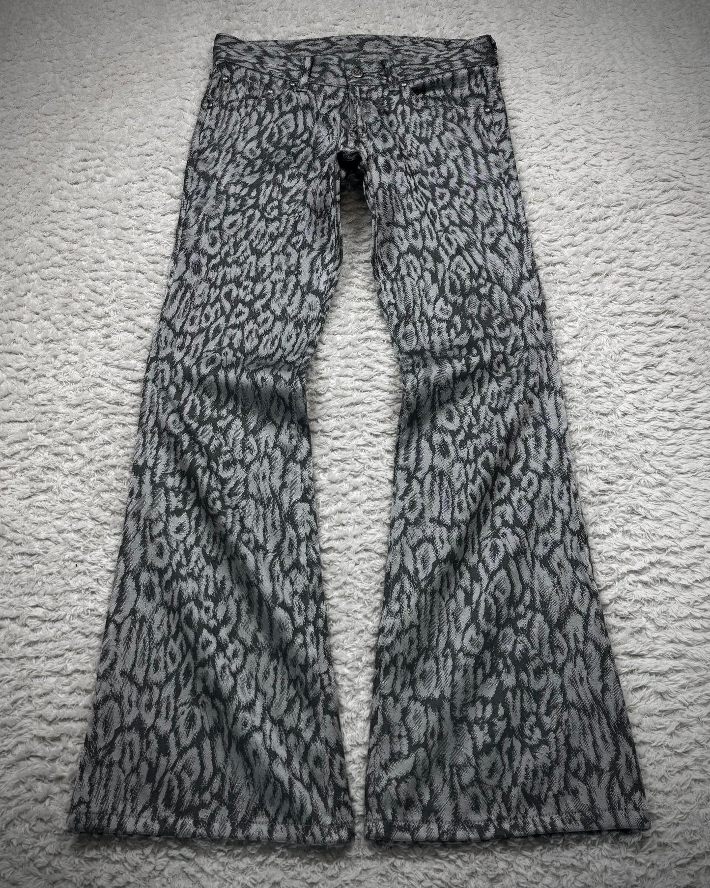 Tornado Mart Cheetah Pattern Jacquard Flared Pants